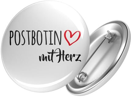 Huuraa Button Postbotin mit Herz Geschenk Größe 25mm Postbotin Geschenkidee
