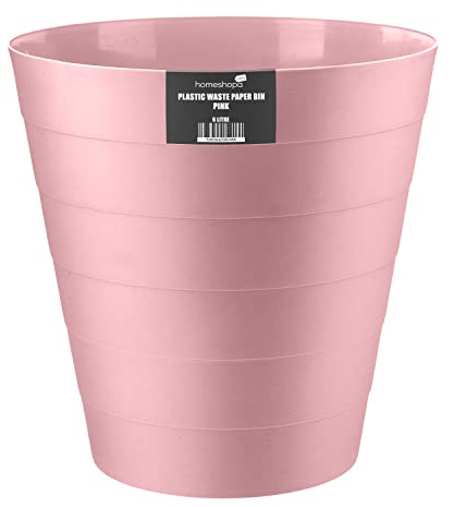 HOMESHOPA Plastic Waste Paper Bin Pink, 6L Round Waste Basket Trash Can, Lightweight Rubbish Bin for Kitchen, Bedroom, Bathroom, Open-Top Design, Ourdoor Gargabe Container Dustbin