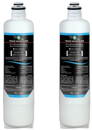 FilterLogic FFL-112B | 2x Filtre à eau pour Siemens, Bosch UltraClarity PRO | Pour Siemens, Bosch, Neff, Gaggenau réfrigérateur avec 11032518, KS50ZUCP, KSZ50ZUCP Ultra-Clarity PRO cartouche interne