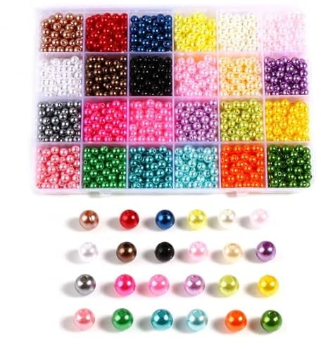 SiAura Material - ca. 1600 Stück (Box) bunte Acrylperlen Ø 6mm rund glänzend, Mix, Kunststoffperlen Schmuck Perlen Perlen Set Armband Perlen Bastelperlen mit Loch Fädelperlen I Perlen zum Auffädeln