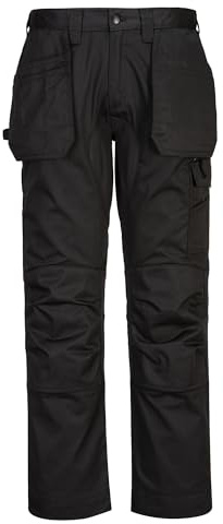 Portwest CD883 WX2 Eco Stretch Holster Trousers Polyester Knee Pad Pockets | Black, 44 Waist, UPF 40, EN 14404 Type 2 Level 0, Loose Fit, Durable Polycotton Fabric, Zip Closure, Hammer Loop, Workwear