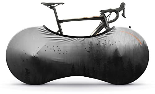 VELOSOCK Bicycle Indoor Cover for Storage and Transportation, Stretchy Dirt Proof Fabric, Bike Protection Cover for Home, Apartment and Travel – Mystic Forest