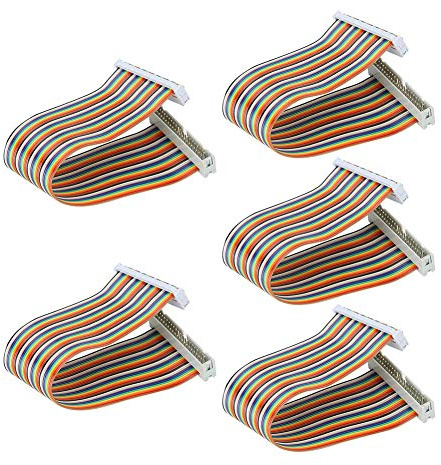 Ejoyous 5 Stück GPIO Flachband Ribbon Kabel, 40 Pins Flexibles Flachbandkabel Rainbow Female GPIO Adapterkabel Extension Männlich Weiblich für Flachban 20cm