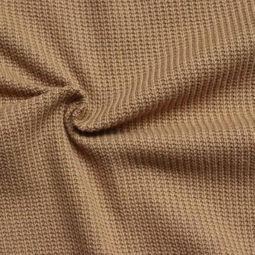 STOFFKONTOR Baumwoll Strickstoff Stoff - Meterware, Farbe Camel - Öko-Tex Standard 100 - zum Nähen von Pullis, Kleidern uvm.