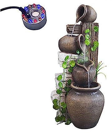 AMEERR Fontana da Giardino Vintage con Decorazione A Cascata, Fontana in Resina per Giardino, Fontana Rustica, Fontana A Cascata con Roccia per Giardino, Patio, Terrazza, Portico (Color : Stylish 1)