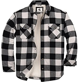 Coevals Club Homme Flanelljacke Veste en Flanelle Manches Longues à Carreaux Casual Chemise Doublée en Sherpa Chaud pour Homme