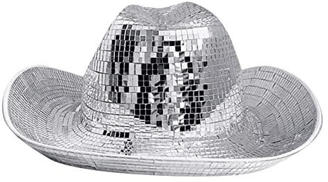 Herren Damen Cowboyhut Zylinder Western Silber Party Hut Breite Krempe Hut Modischer, Karneval， Oktoberfest，Musikfestival, Partyhut, Neuheit, Cosplay, Kopfbedeckung