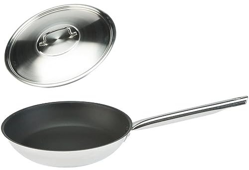 SKK große XL Gastro Edelstahlpfanne Ø 40 cm Induktion & Edelstahl-Deckel - beschichtete 18/10 Edelstahl Antihaft Bratpfanne