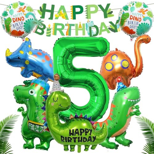 LETTERASHQP Dino Geburtstag Deko, Dinosaurier Kindergeburtstag, Geburtstagsdeko Dino 5 jahre,Kindergeburtstag Dino Luftballon,für Dinosaurier Party Kindergeburtstag Deko Geburtstag Junge