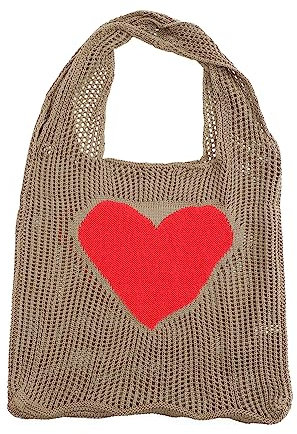 MAGICLULU Gewebte Netztasche Gemüsebeutel Tragetasche Für Damen Gemüse-einkaufstasche Gehäkelte Strandtasche Gestrickte Tragetasche -einkaufstasche Stricken Böhmen Große Tasche Einkaufen