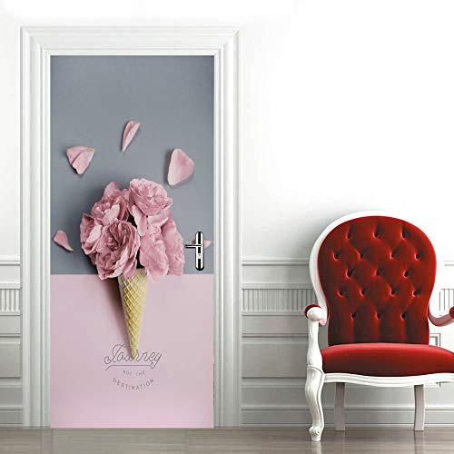 Tür Bekleben mit Türtapete Selbstklebend Türposter 3D Effekt Türaufkleber Fototapete Tür verschönern mit Türfolie Abziehen und Aufkleben Tür Sticker 100x200 cm Blume