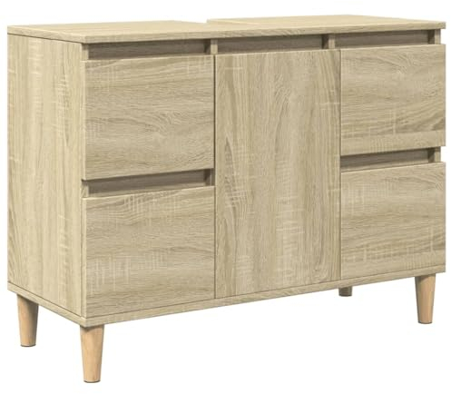vidaXL Mobile Lavabo Rovere Sonoma 80x33x60 cm in Legno Multistrato, armadietto lavabo, armadietto lavandino, unità lavabo, Mobile lavandino