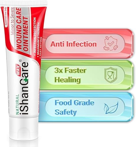 iShanCare® Wound Care Ointment - First Aid Ointment, 3X Faster Healing for Burns, Ulcers, Cuts, Abrasions, Bed sores, Pressure sores, Leg and Foot Wounds, Natural Wound Healing Ointment