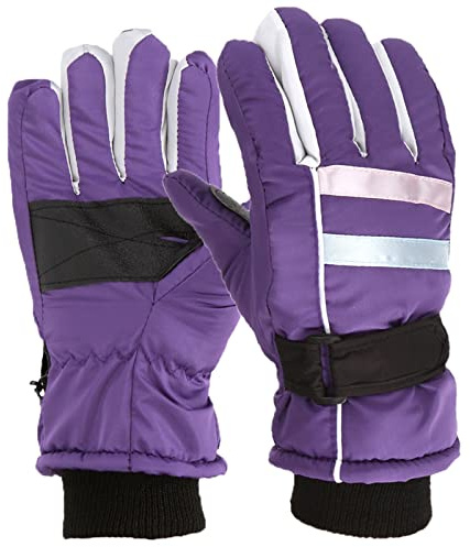 Winterhandschuhe für Kinder Jungen Mädchen Winddichte Skihandschuhe für 7-12 Jahre Warme Handschuhe Winterhandschuhe Kinderhandschuhe Skifahren Wandern Radfahren Winter (Lila, Einheitsgröße)