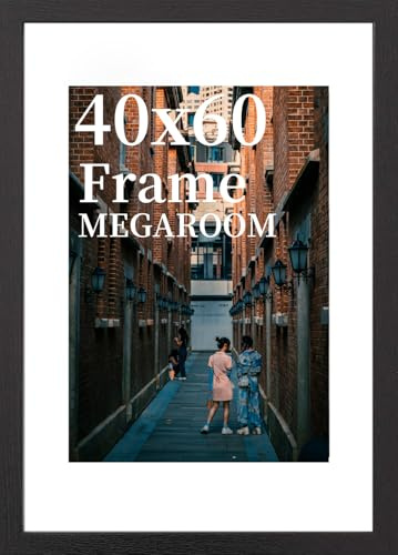 MEGAROOM Bilderrahmen 40x60 cm Schwarz – Großer Posterrahmen mit Splitterschutz-Plexiglas – Robuste MDF-Holzmaserung für Wandgalerien & Kunstwerke – Sicherer Halt – 1er Set