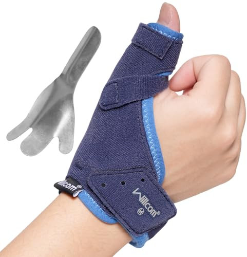 Willcom Daumenbandage für Rechts und Links, Daumensattelgelenk Daumenstütze, Vielseitige Unterstützung für Daumenverletzungen und Sehnenscheidenentzündung(Version mit Aluminiumeinsatz, L, 17-20CM)