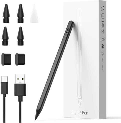 Hastraith Stylus Pen for ipad 2018-2024, ipad Pen with Tilt Sensitivity, Palm Rejection, 13 Minutes Fast Charging, Compatible with Pro 13/12.9/11, Air 3-6, iPad 6-10, Mini 5/6, Black