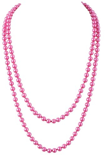 BABEYOND Fashionabla imitation pärlor kedja flapper art deco Gatsby kostym accessoarer lång pärlhalsband, 1er Pack, Plast
