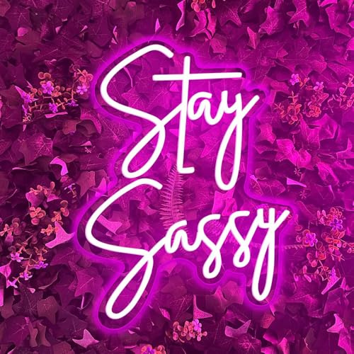 RuCvixkt Stay Sassy Neon Sign for Wall Decor, Beautiful Pink Sassy Neon Light Led Sign for Home Wedding Birthday Party Girls Bedroom Decor, Shopping Mall Dressing Table Wall Lights