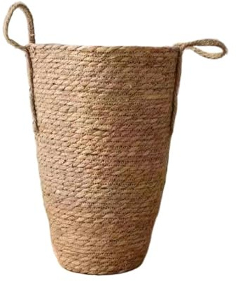 Cesto alto in vimini naturale, vaso per fiori, decorazione per la casa e il giardino, cesto portabiancheria per vestiti sporchi, porta giocattoli (taglia L 23 x 40 cm)