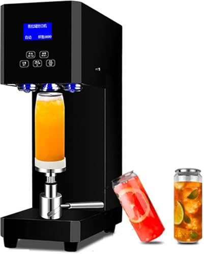 GEJLELDS Can Sealer Machine -Full Automatic Can Sealing Machine Commercial Can Seamer w/ 330/500/650ML Cup, Height Adjustable for 55mm Aluminum Caps, Plastic Aluminum Cans,Black