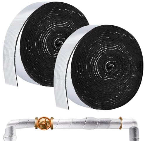 AROMUJOY 2 stycken rörisolering för lindning, isoleringskanal, 10 m x 4,8 mm, isoleringsrör, rörisoleringsfilm, isoleringsband med skum för rörskydd, förhindrar frysning