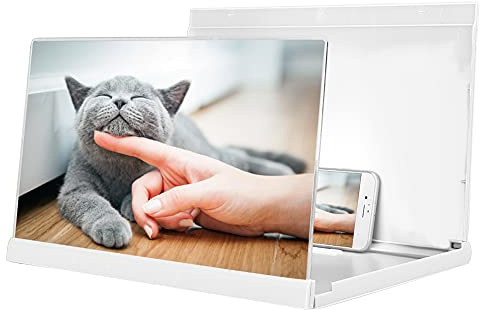 Lazmin112 3D 14 Inch Universal Screen Magnifier, Smartphone Amplifier with Foldable Bracket for Movies, Videos, and Gaming Foldable Phone Stand with Screen Amplifier (14in)