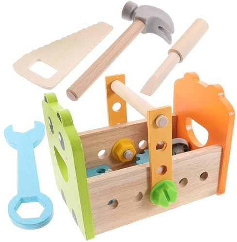 ZUNOXAZ Caisse à Outils Bois pour Garçon Fille Éducatif pour Développer Créativité Coordination Main-œil et Logique Kit de Réparation Amusant pour Tout-Petits Ensemble de Bricolage pour