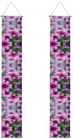 Banner mit roten Blumen, violettem Schmetterling, 1 Druck, Polyester-Banner, für drinnen und draußen, einfach aufzuhängen, wiederverwendbar