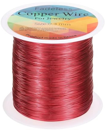 QUARKZMAN Alambre 328 Pies Longitud Calibre 28 Cobre Rojo Brillante | Resistente Al Desgaste, Para Suministros De Fabricación De Joyería Artesanía, Para Joyería
