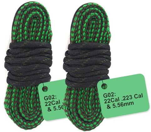 Trpoey Cuerda para Limpiar cañones de Armas con cerdas de latón 5.56/9/7.62/12 GA (2 X G02:.22Cal .223 Cal & 5.56mm)
