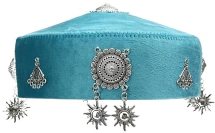 Kazakisk etnisk hatt – traditionell folkkostym keps för kulturella evenemang (Himmelsblå, 54 cm)