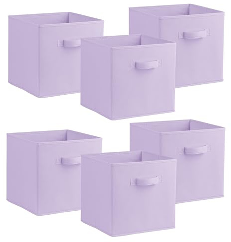 simpa Urban Living Multi Purpose 31cm Cubic Storage Box Collapsible Organiser Storage Cube Basket Bin for Clothes, Toys, Books, DVDs, Bedding, Towels and More (Lilac)