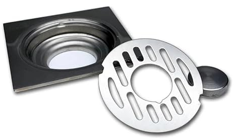 Generico Scarico Doccia a Pavimento 1 pz Scarico a Pavimento in Acciaio Inossidabile Troppo Pieno Rotondo Anti-intasamento for Tubi di Lavatrice dedicati(12.0cm)