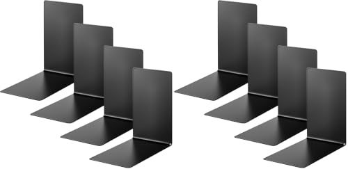 Alco-Albert 4301-11-4 - Serre-Livres en métal, 4 pièces, Noir, 14 x 14 x 8,5 cm, pour l'école, Le Bureau et la Maison (Lot de 2)