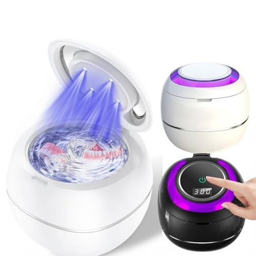 OsicClear Ultrasonic Retainer Cleaner with 42kHz & UV-C Light for Aligners, Dentures, Mouthguards - 5/10 Min Timer, 304 Stainless Steel, Compact & Easy Use (Black)