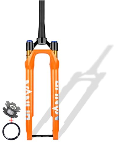 700C Gravel Bici Da Strada Forcella Ammortizzata 1-1/2 Conica Fuoristrada Freno A Disco Forcella Anteriore 60 Mm Corsa XC Forcella Ad Aria 100 X 12 Mm Perno Passante Bloccaggio Manuale(Orange)