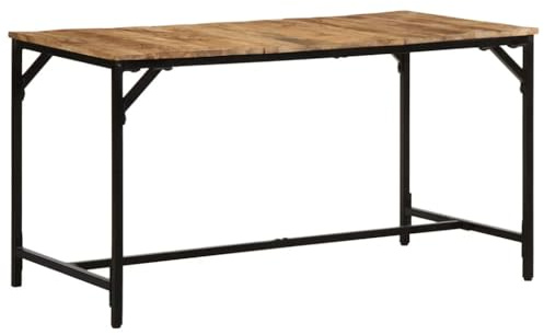 toolkix Matbord 140 x 70 cm, grovt massivt trä mango med metallram, träbord för matsal, köksbord, matbord, rustik industriell, utrymmesbesparande, stabilt, modernt