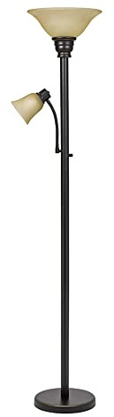 Catalina Lighting 18223-002 Transitional Uplight Floor Lamp with Reading Light, Standing Lamp, Living Room Light, LED Bulb NOT Included,71, Dark Bronze