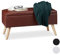 Relaxdays Sitzbank mit Stauraum, 40 L, gepolstert, Holzbeine, Truhenbank Kunstleder, HxBxT: 40 x 80 x 39,5 cm, braun