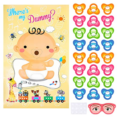 NEBURORA Baby Shower Game Pin The Dummy on The Baby Pin Game Set, Gender Reveal Games for Guests Baby Shower Party Game Supplies Baby 1st Birthday Party Game for Kids and Adults