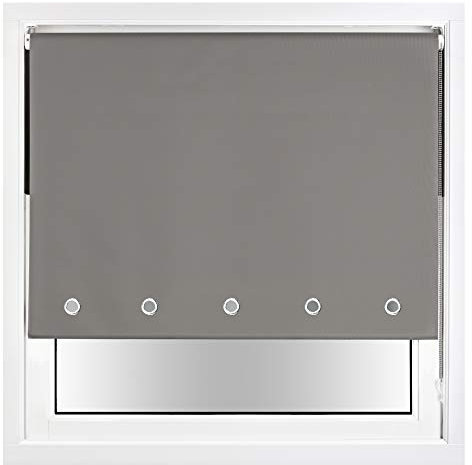 FURNISHED Verdunkelungsrollo mit runden Ösen und zuschneidbaren Metallbeschlägen - Dunkelgrau, 75W x 165H cm