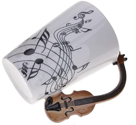 SuperglockT 400ml Kaffeetasse Musik Becher Geschenkideen Kaffeebecher Lustige Tasse Keramiktasse Milchbecher Kakaobecher (Geige)