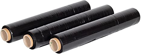 Precifilm Film Embalaje Negro Estirable - Film Plastico Elástico y Resistente con Núcleo Fino - 50cm Ancho, 23 Micras de Grosor, Excelente Adherencia - Film para Embalar, 200m, Paquete de 3 Rollos