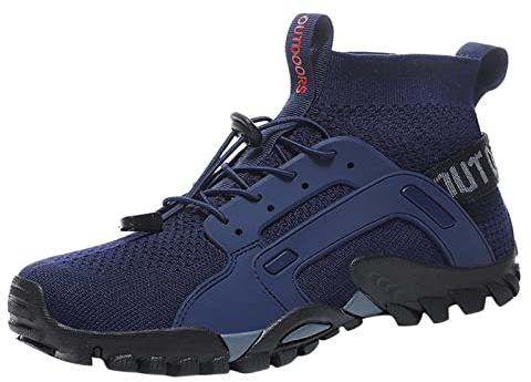 Bordtennisskor herr 8,5 mode sommar och höst män sneakers vandringsskor halkfri sula mesh andas elastisk snörning mitttopp sneakers arbetsstrumpor män 39–42, blå, 43 EU