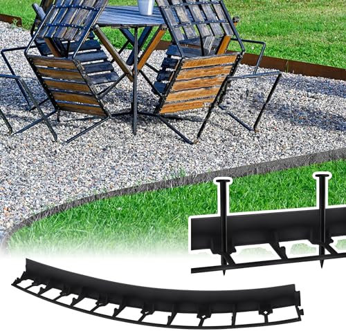 JOIEYOU Rasenkante Kunstoff, Flexibler Pflasterstein Beeteinfassung 1M, PP Beetumrandungen mit 50 Erdanker, Palisade für Blumen Gartenzaun decorativ, H5,8 x B7,2 cm