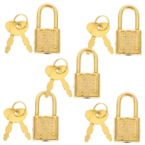 BESTonZON 5sets Locks Keys Antique Style Small Padlocks Reusable Sealing Locks for Treasure Box Game Props Convenient Padlocks Keys for Jewelry Box