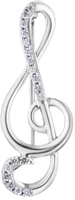 Brosche Anstecknadel 925 Silber Zirkonia Steine Notenschlüssel Markenschmuck bei Secretforyou