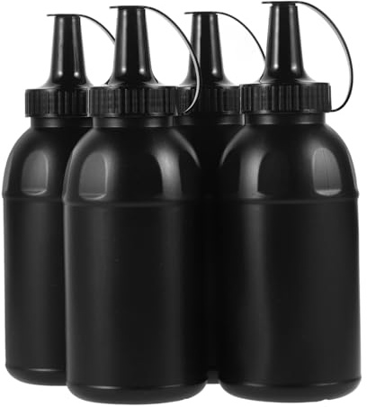 ERINGOGO Lot de 4 Petites Bouteilles en Plastique Noir 400ml Légères et Solides Rangement Activités de Plein Air