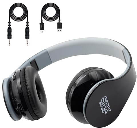 Spk Sound Auriculares Inalámbricos Bluetooth 5.0 con Radio FM y Función de Manos Libres | Cascos Bluetooth de Diadema con Batería de Larga Duración | Sonido Premium y Diseño Compacto Plegable (NEGRO)